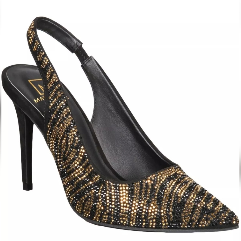 MATERIAL GIRL Womens Black Slingback With Darcie Stiletto Slip On Pumps 5.5 M